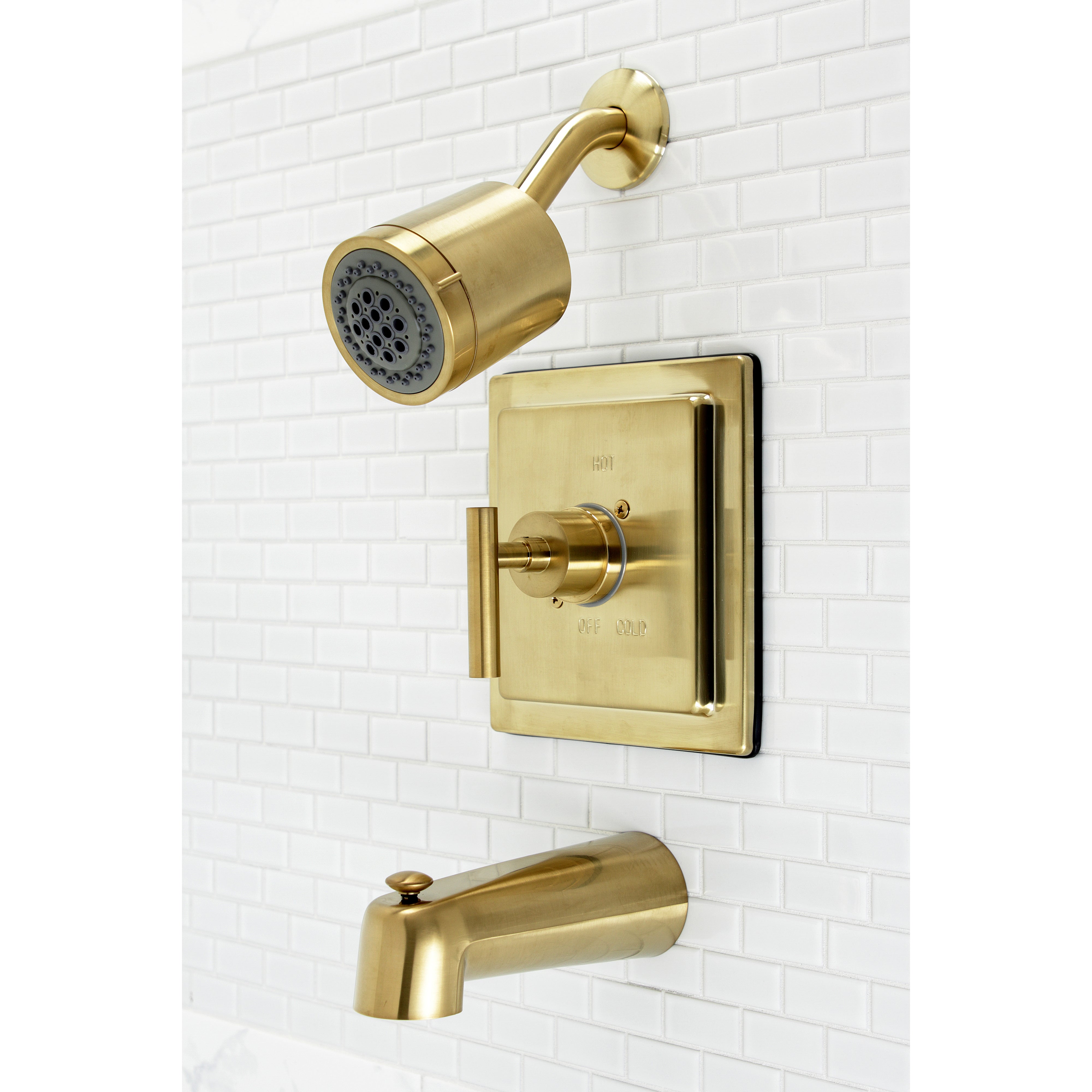 Kingston Brass KB4657CML Manhattan Single-Handle Pressure Balanced Tub and Shower Faucet, Brushed Brass