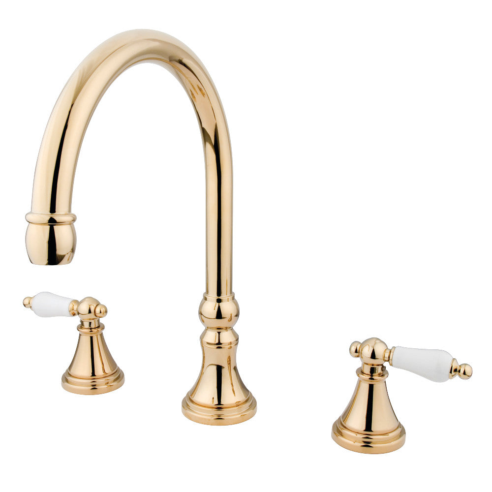 Kingston Brass KS2342PL Roman Two-Handle Deck Mount Roman Tub Faucet, Polished Brass