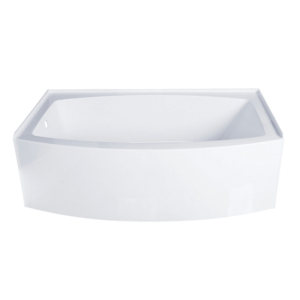 Aqua Eden VTDR663222L 66" Acrylic Curved Rectangular Apron 3-Wall Alcove Tub, Left Hand Drain, Glossy White