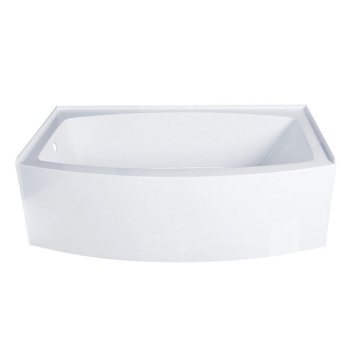 Aqua Eden VTDR663222L 66" Acrylic Curved Rectangular Apron 3-Wall Alcove Tub, Left Hand Drain, Glossy White