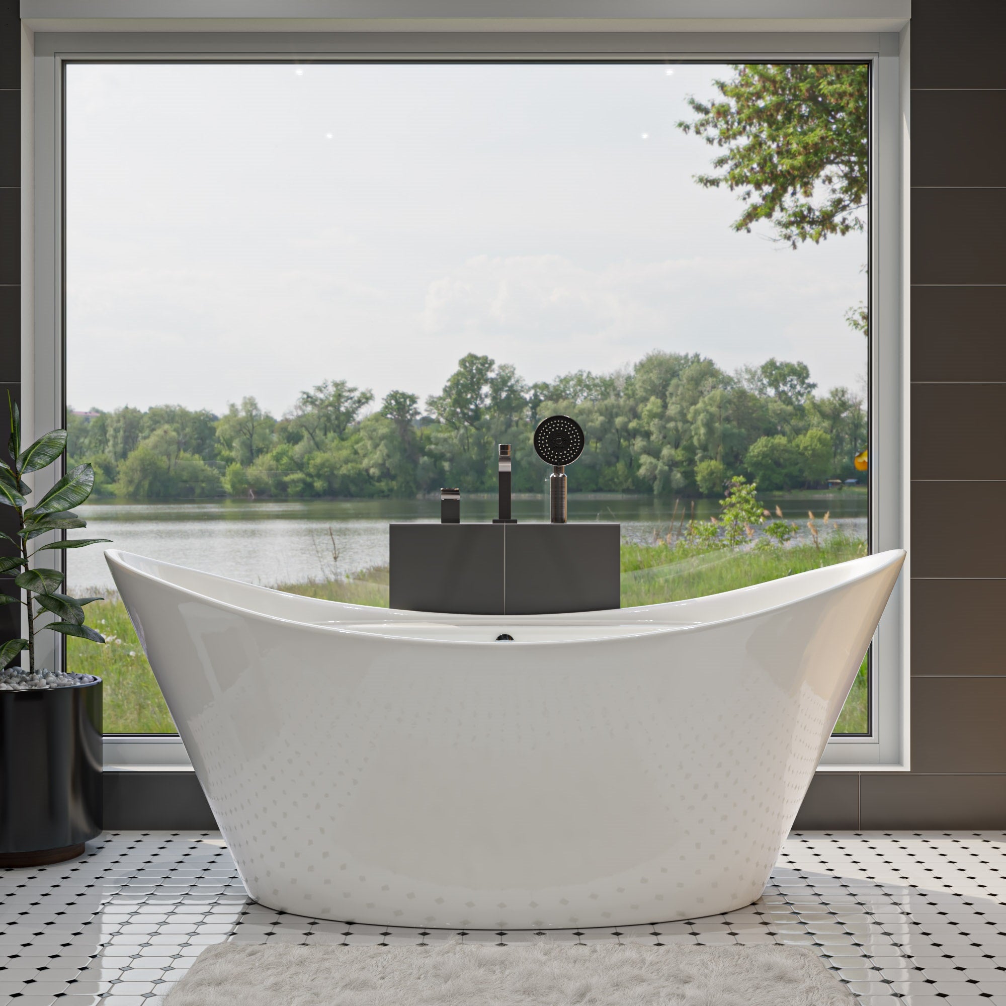 ALFI AB8803 68 inch White Oval Acrylic Free Standing Soaking Bathtub