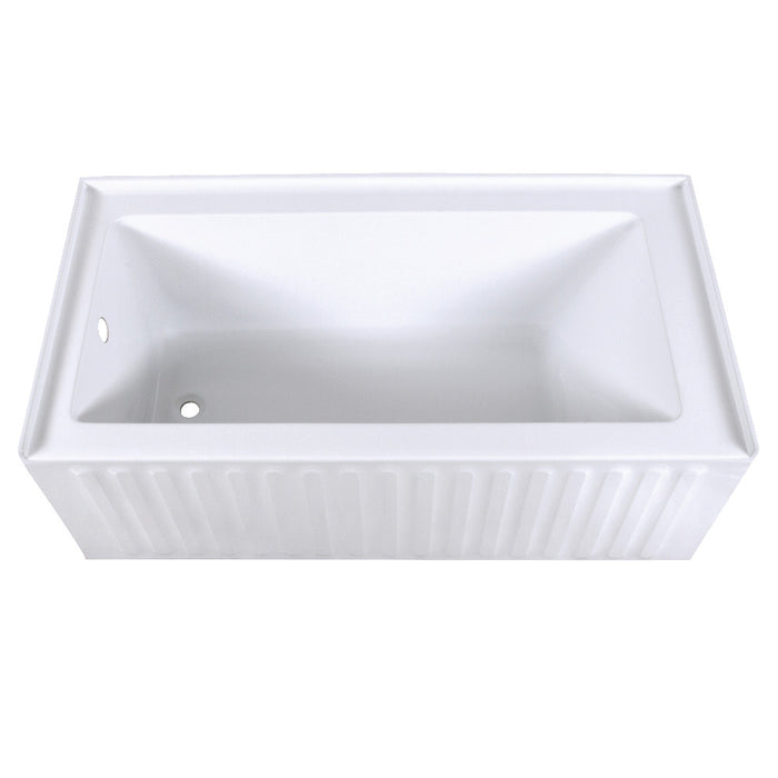 Aqua Eden VTDE603121L 60" Acrylic Rectangular 3-Wall Alcove Tub, Left Drain Hole, Glossy White