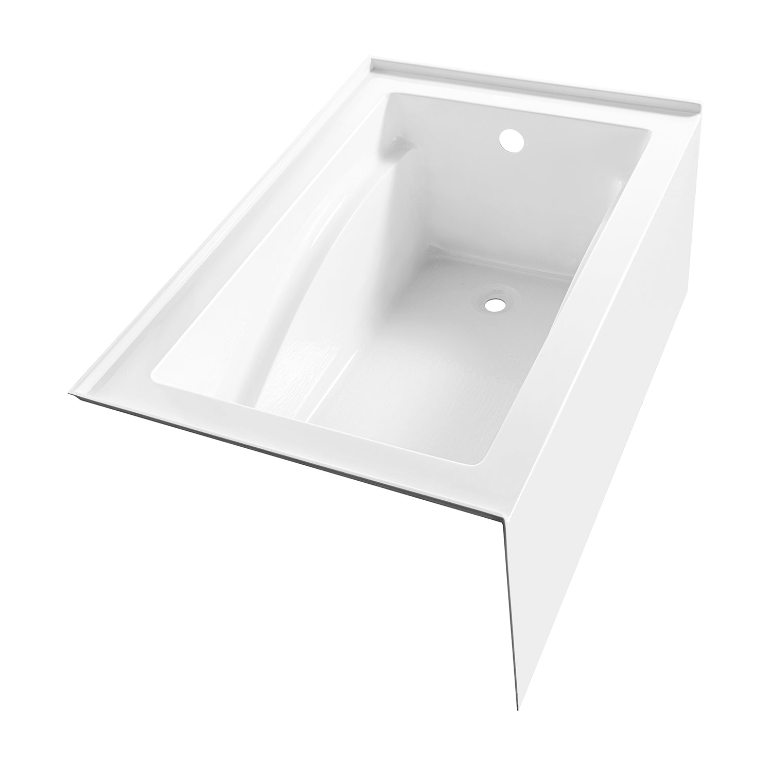 Aqua Eden VTAM4832R22D 48" Acrylic Rectangular 3-Wall Alcove Tub, Right Hand Drain and Anti-Skid Surface, Glossy White