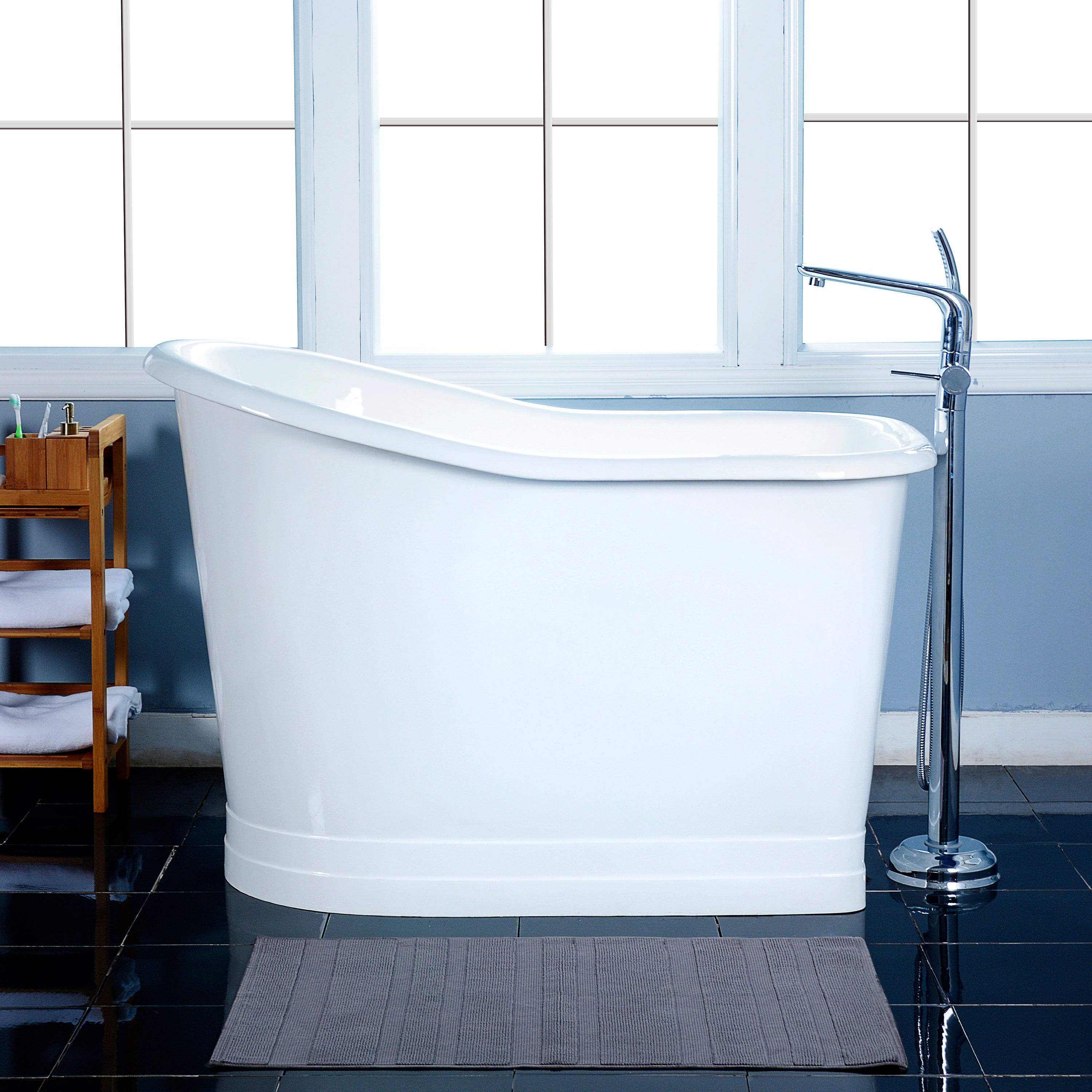 Kingston Brass VCTND513029 51" Cast Iron D-Shaped Single Slipper Pedestal Tub (No Faucet Drillings), White