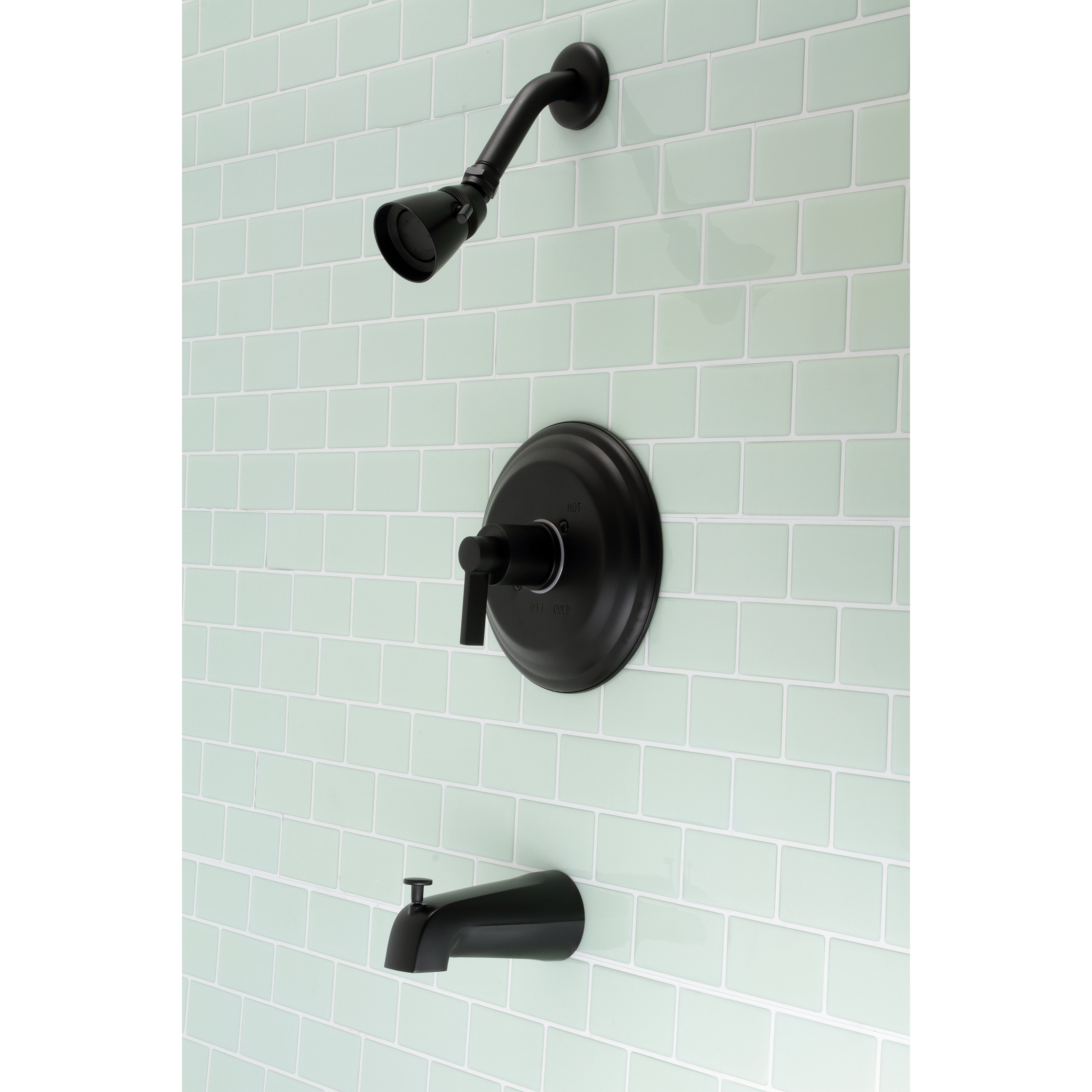 Kingston Brass KB3630NDL NuvoFusion Single-Handle Pressure Balanced Tub and Shower Faucet, Matte Black