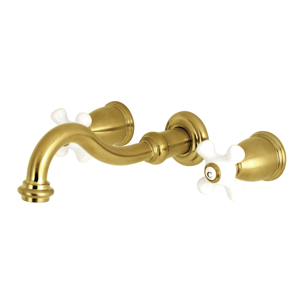Kingston Brass KS3027PX Restoration Two-Handle Wall Mount Roman Tub Faucet, Brushed Brass