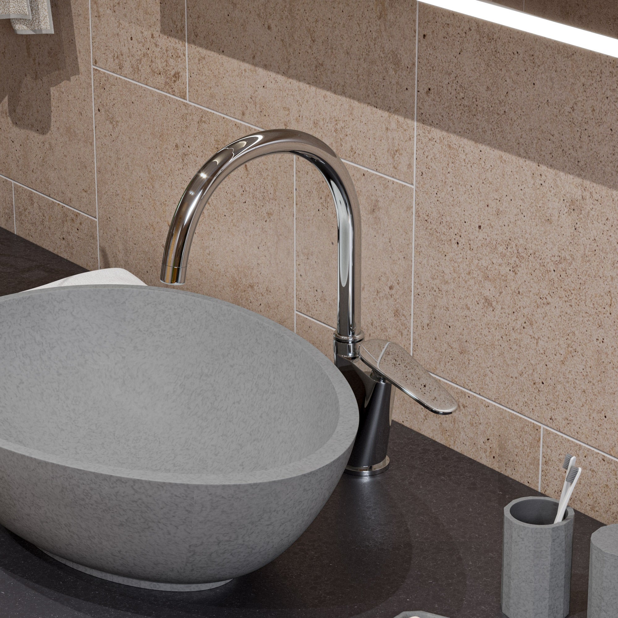 ALFI ABCO21O 21" Solid Concrete Tear Drop Above Mount Vessel Sink