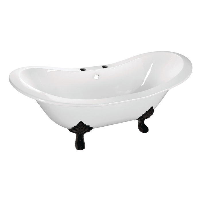 Aqua Eden VCT7D7231NC0 72" Cast Iron Oval Double Slipper Clawfoot Tub (7" Faucet Drillings), White/Matte Black