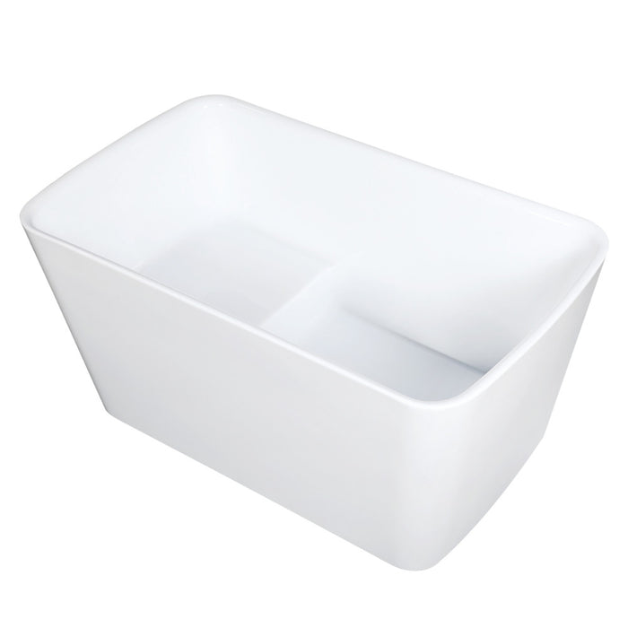 Kingston Brass VTSQ513226S 51" Acrylic Rectangular Double Ended Freestanding Tub with Drain and Integrated Seat, Glossy White