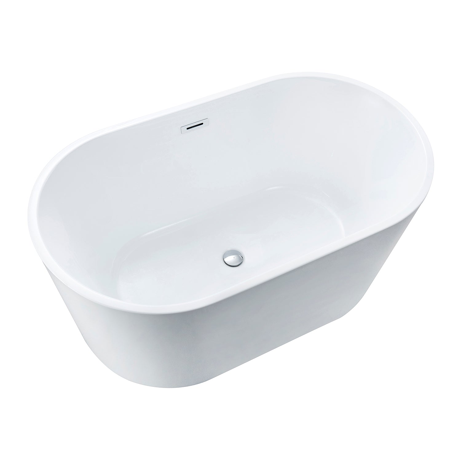 Kingston Brass VTDE533023 53" Acrylic Oval Double Ended Freestanding Tub with Drain, Glossy White