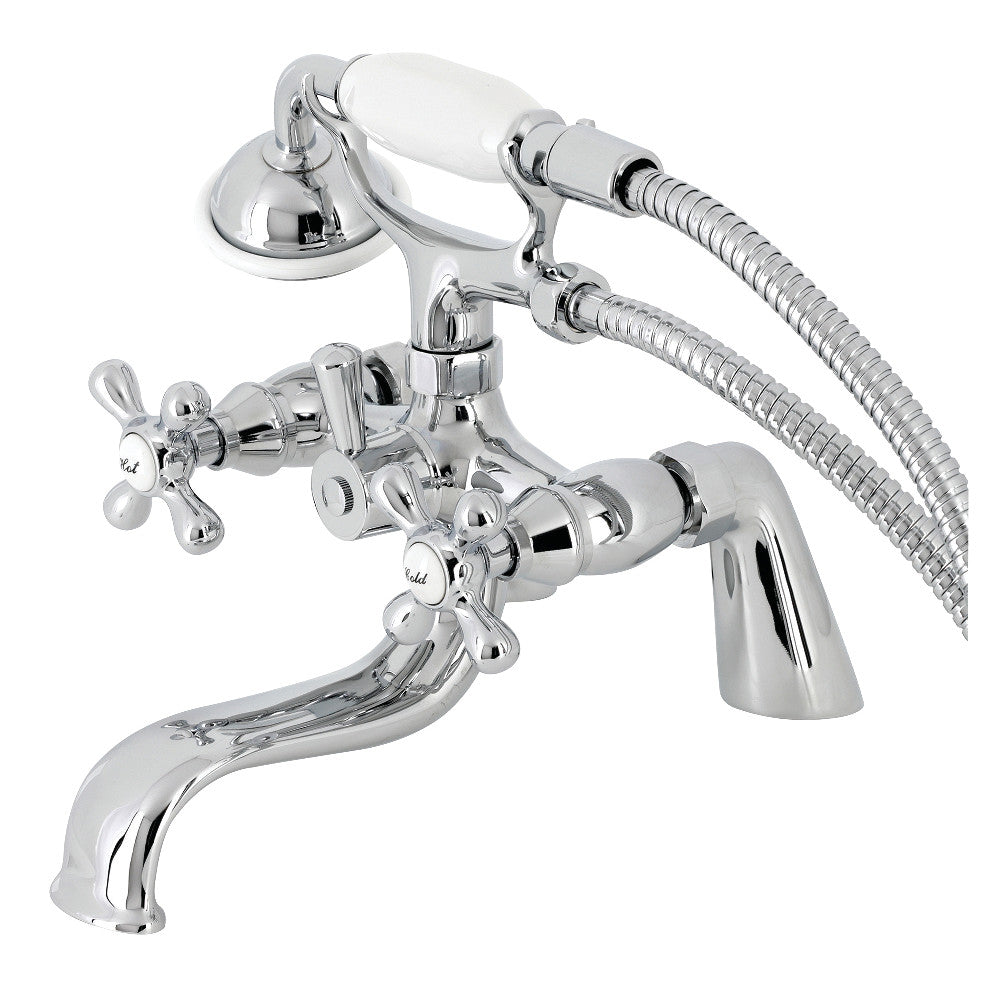 Kingston Brass KS227C Kingston 6" Center Deck-Mount Clawfoot Tub Faucet with Hand Shower, Polished Chrome