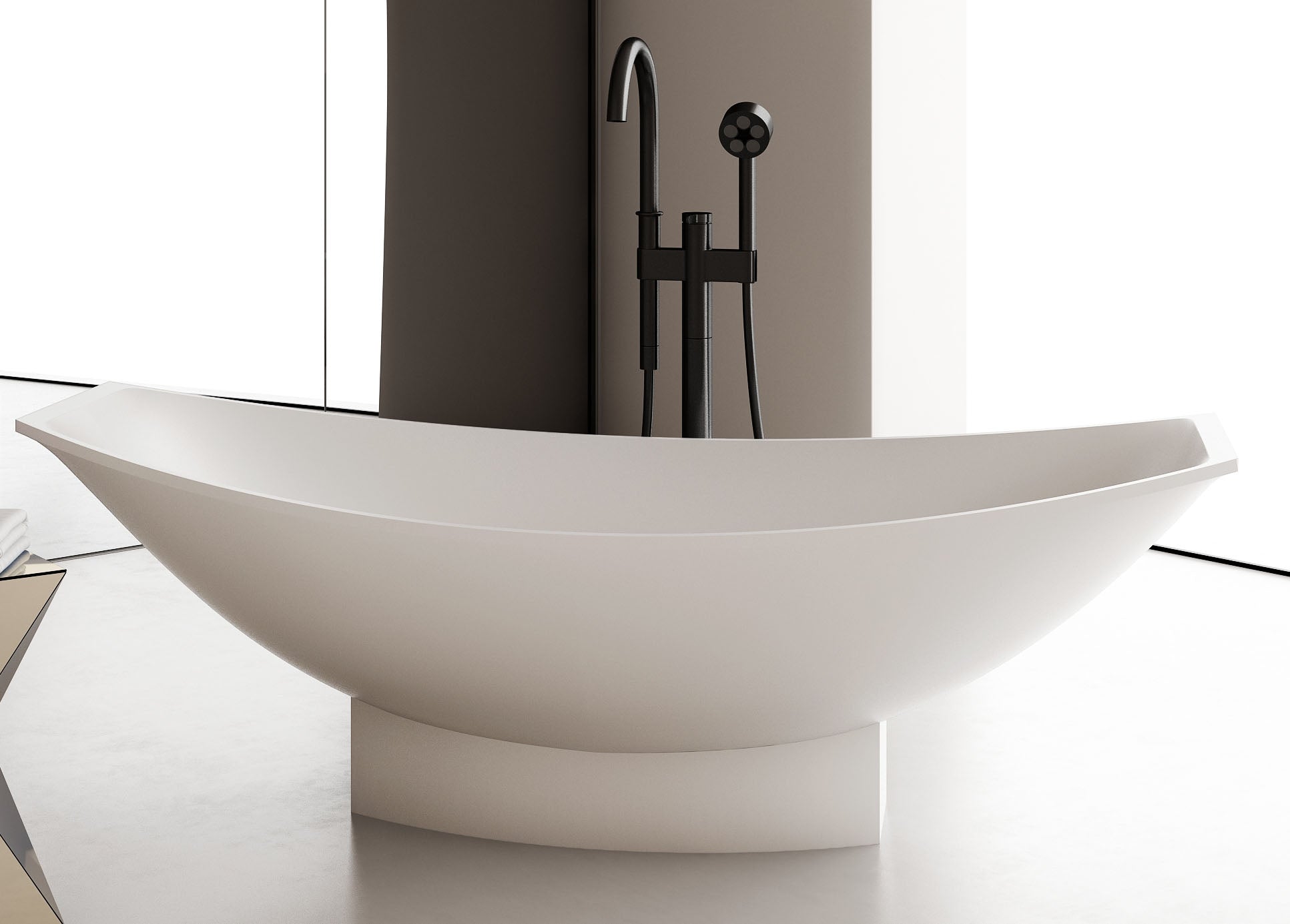 ALFI AB9991 White Matte 71" Solid Surface Resin Free Standing Hammock Style Bathtub