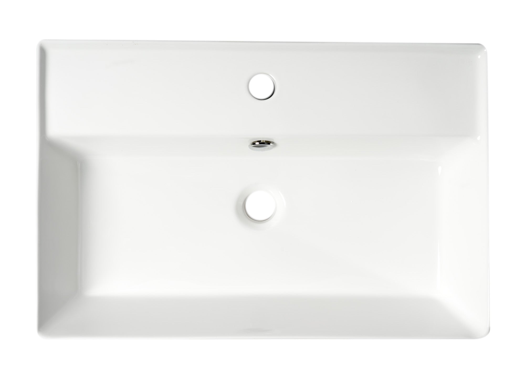 ALFI ABC901-W White 24" Modern Rectangular Above Mount Ceramic Sink with Faucet Hole