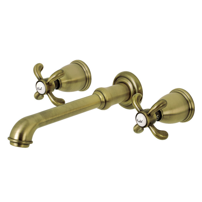 Kingston Brass KS7023TX French Country Two-Handle Wall Mount Roman Tub Faucet, Antique Brass