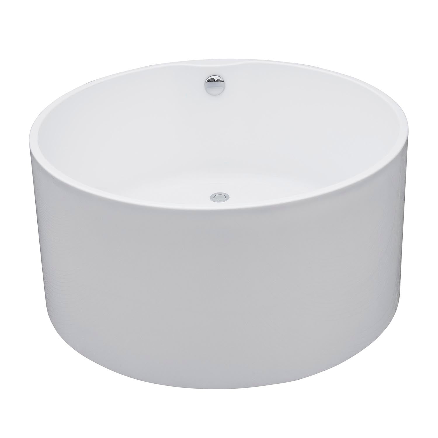 Kingston Brass VTRO454523 45" Acrylic Round Double Ended Freestanding Tub with Drain, Glossy White