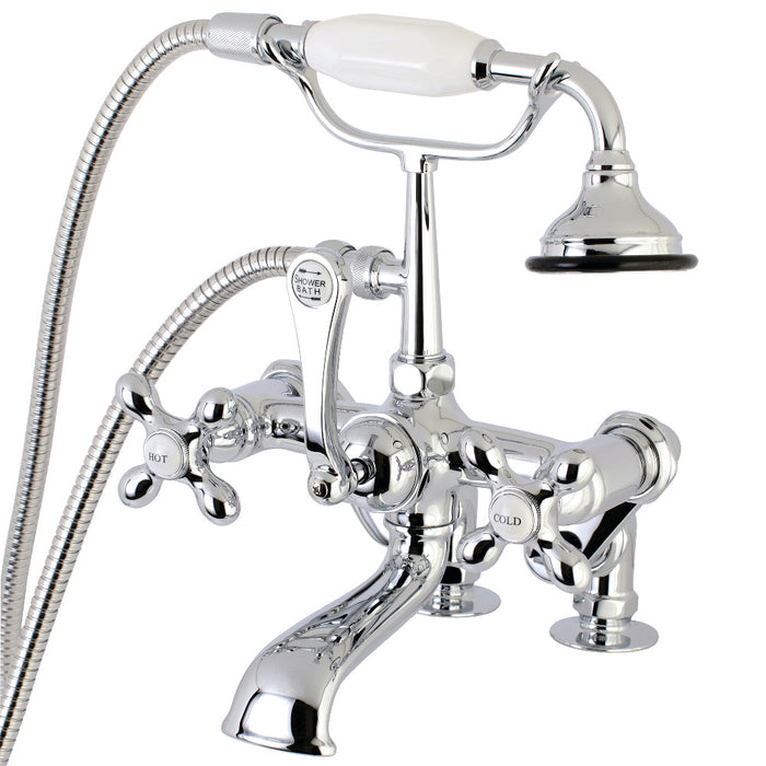 Kingston Brass AE658T1 Vintage 7" Adjustable Center Deck-Mount Clawfoot Tub Faucet with Hand Shower, Polished Chrome