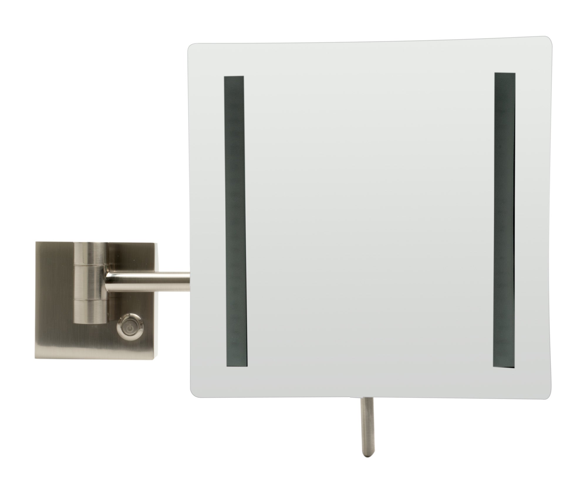 ALFI ABM8WLED-BN Brushed Nickel Wall Mount Square 8" 5x Magnifying Cosmetic Mirror with Light