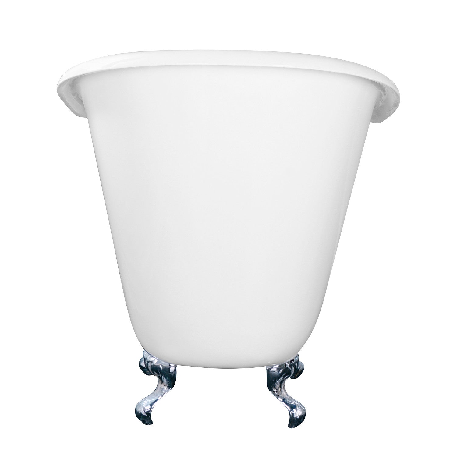 Aqua Eden VCTND5130NT1 51" Cast Iron Classic Flat-Rim Single Slipper Clawfoot Tub (No Faucet Drillings), White/Polished Chrome