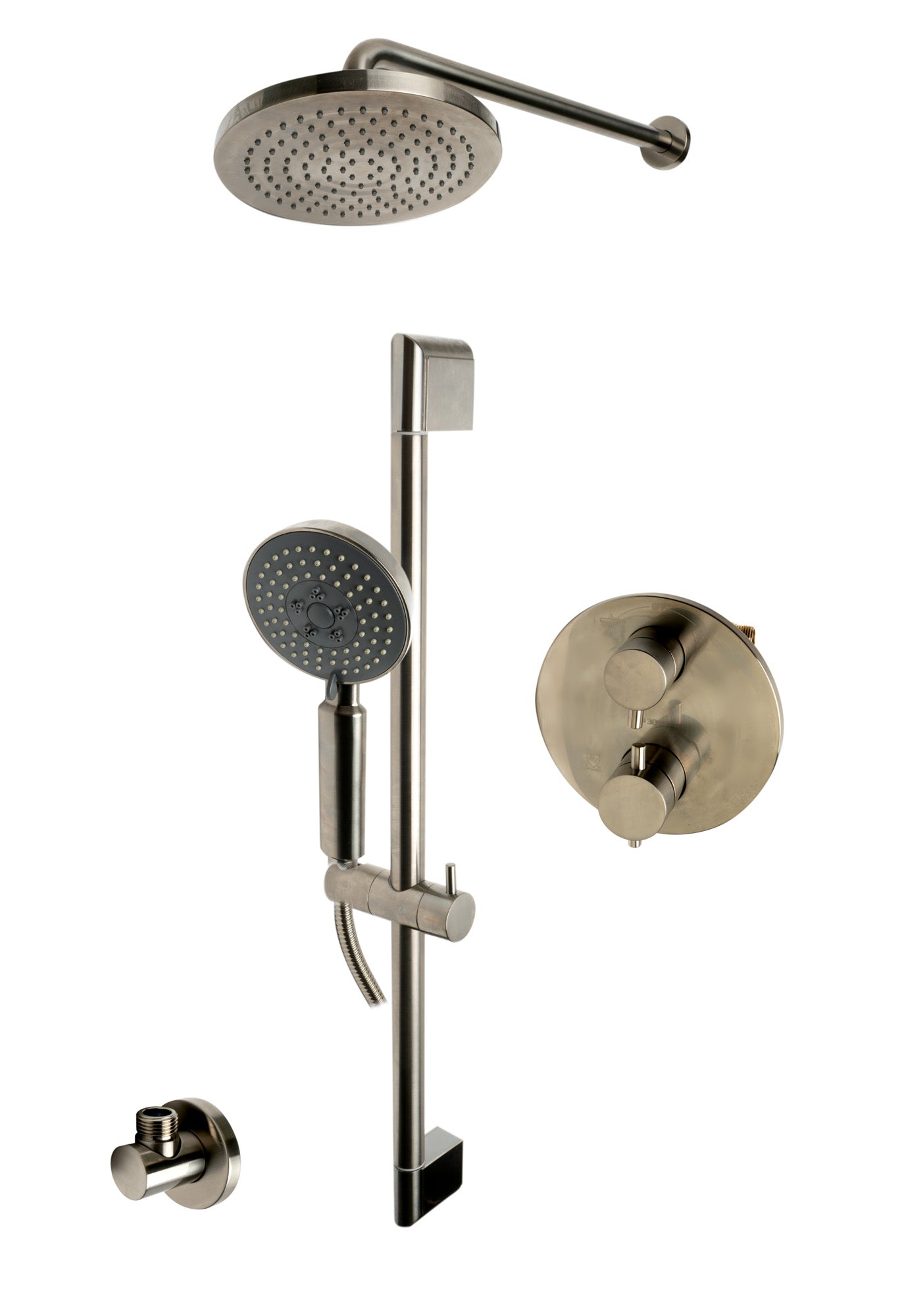 ALFI AB2545-BN Brushed Nickel Round Style 2 Way Thermostatic Shower Set