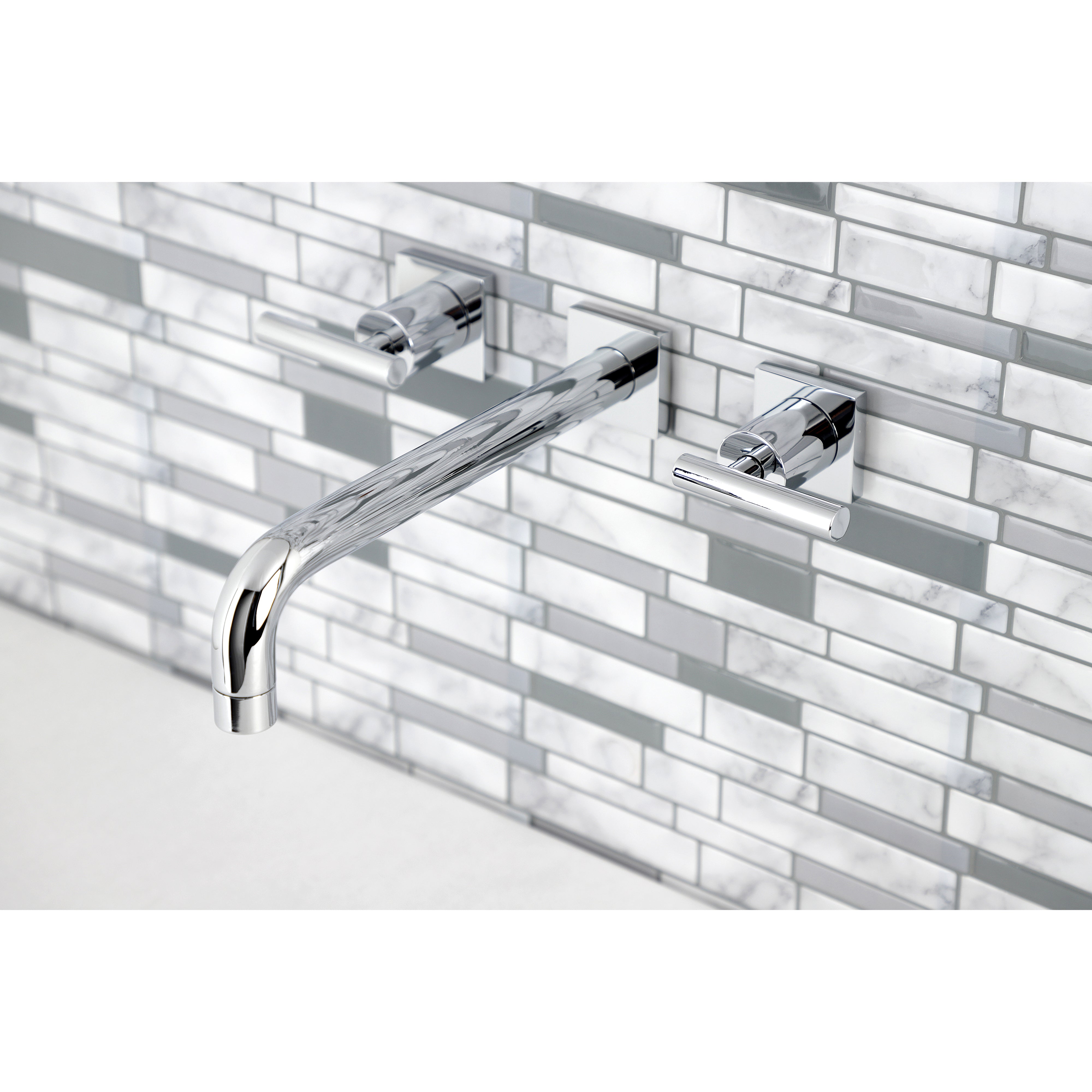Kingston Brass KS6021CML Manhattan Two-Handle Wall Mount Roman Tub Faucet, Polished Chrome