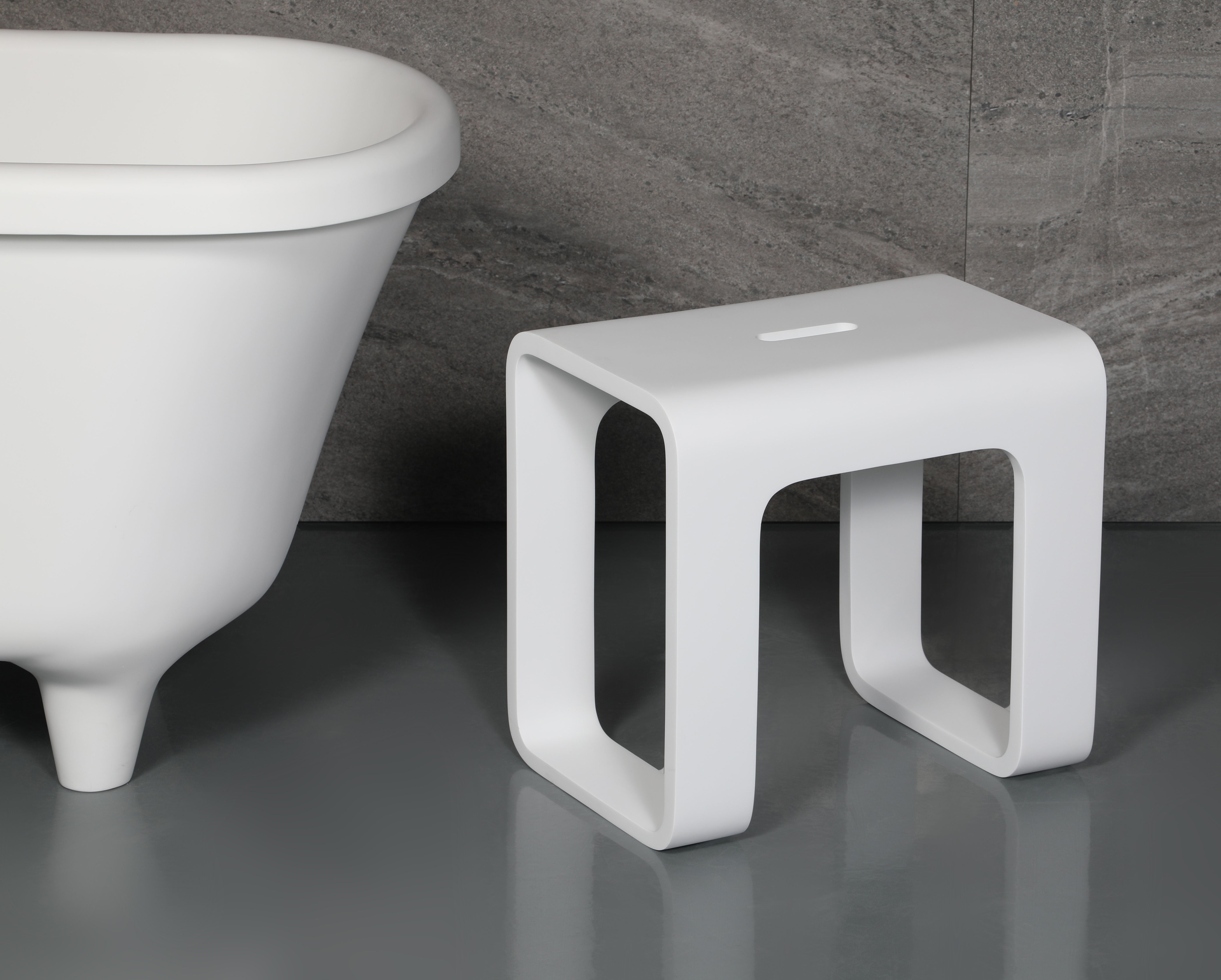 ALFI ABST99 White Matte Solid Surface Resin Bathroom / Shower Stool
