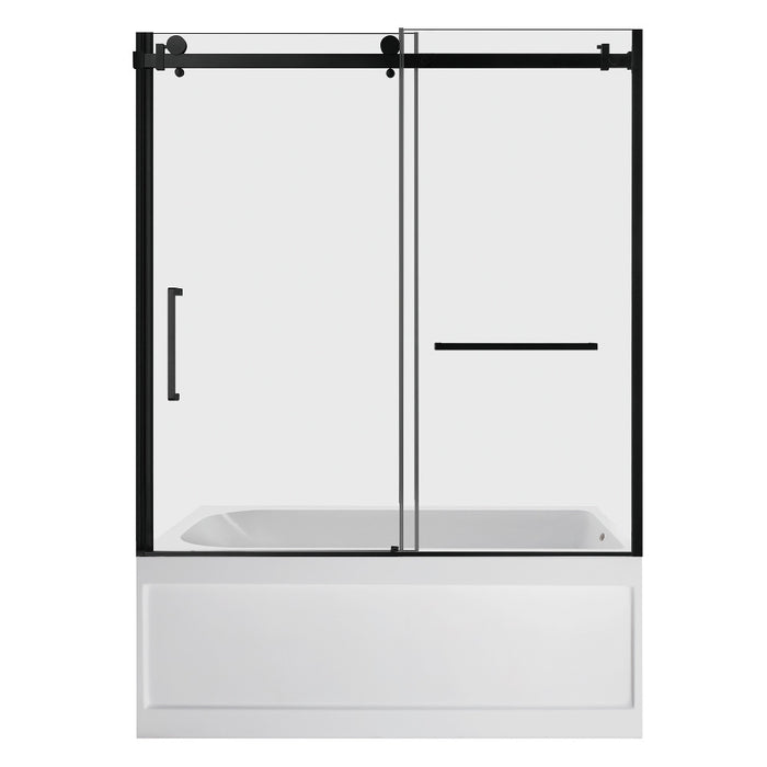 Kingston Brass KVTAP6032R21A0 60" Acrylic Rectangular 3-Wall Anti-Skid Alcove Tub Combo with Tub Door (Right Hand Drain), White/Matte Black