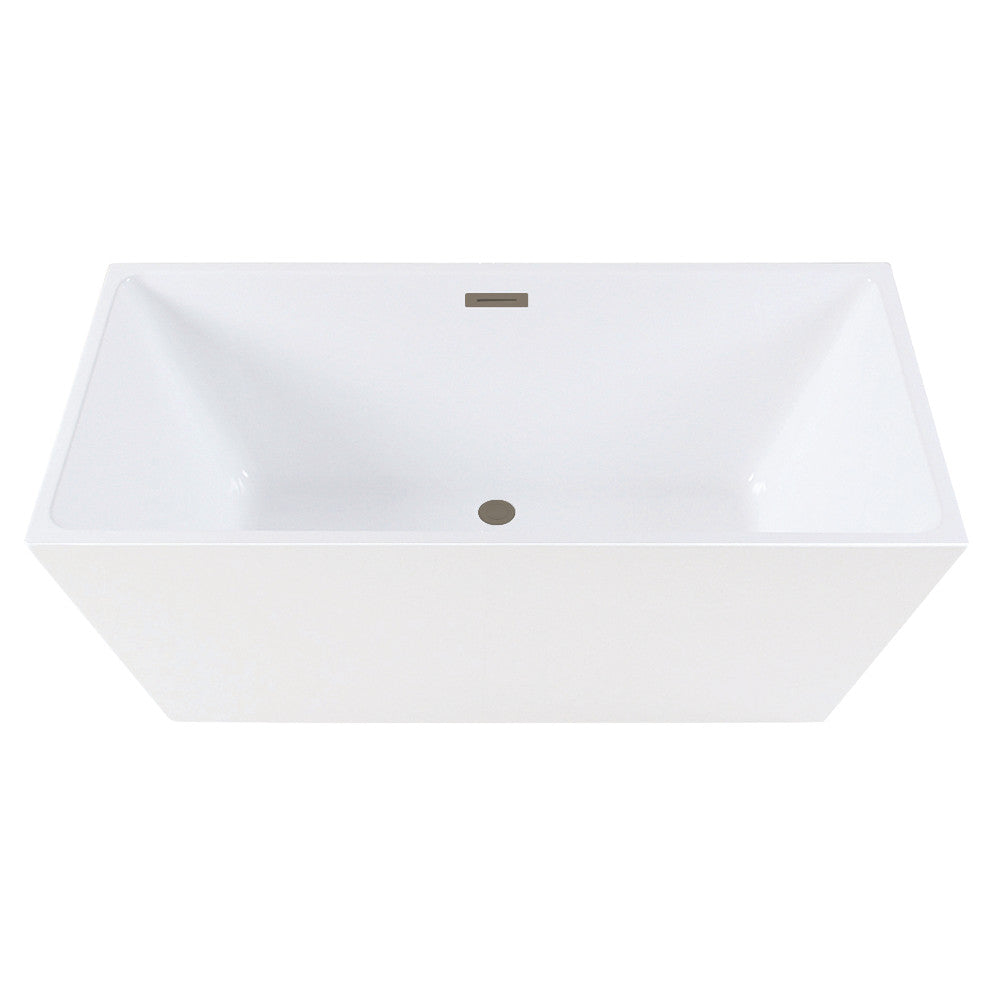 Kingston Brass VTSQ593223C413 59" Acrylic Rectangular Double Ended Freestanding Tub with Drain, Glossy White/Antique Brass