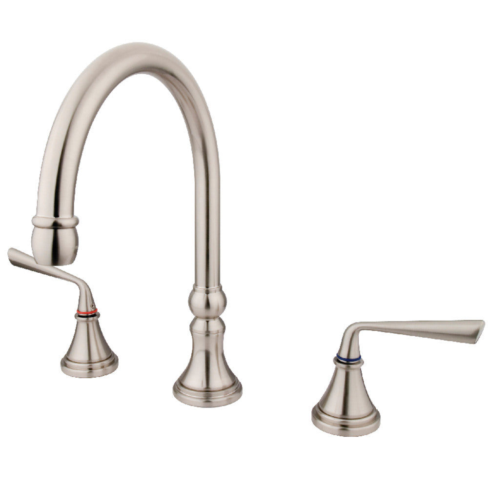 Kingston Brass KS2348ZL Silver Sage Two-Handle Deck Mount Roman Tub Faucet, Brushed Nickel
