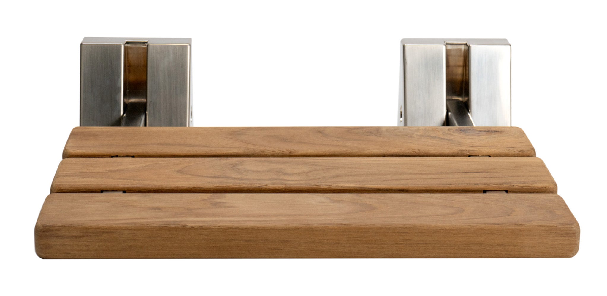 ALFI ABS16S-BN Brushed Nickel 16" Folding Teak Wood Shower Seat Bench