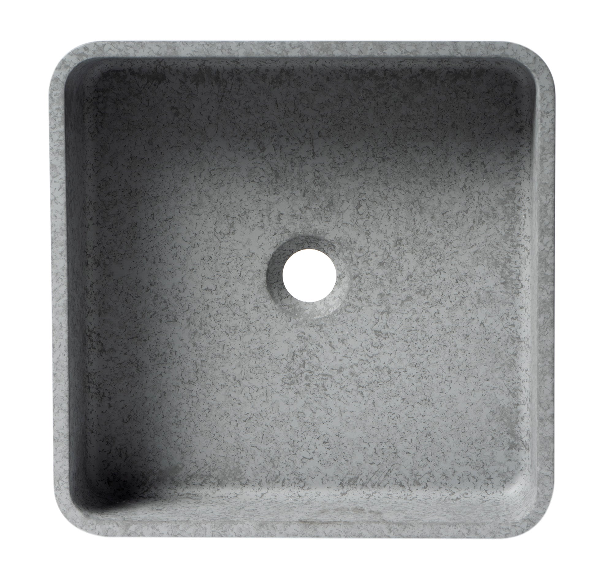 16" Solid Concrete Chiseled Style Square Above Mount Vessel Sink