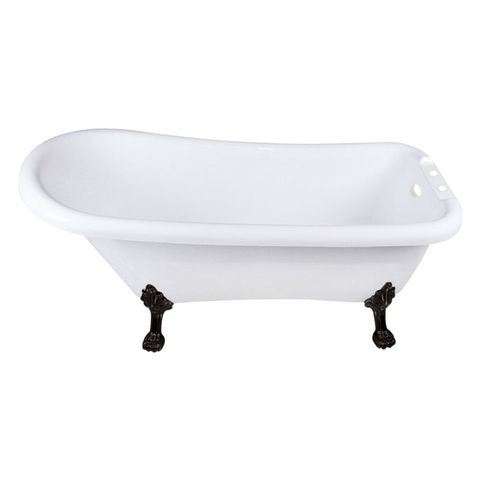 Aqua Eden VT7DE672826WAC0 67" Acrylic Classic Flat-Rim Single Slipper Clawfoot Tub (7" Faucet Drillings), Glossy White/Matte Black