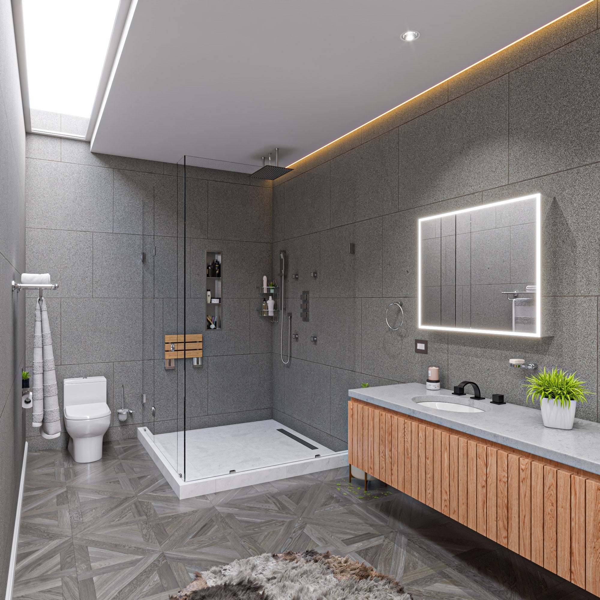 ALFI AB2801-BN Brushed Nickel Concealed 3-Way Thermostatic Valve Shower Mixer Square Knobs