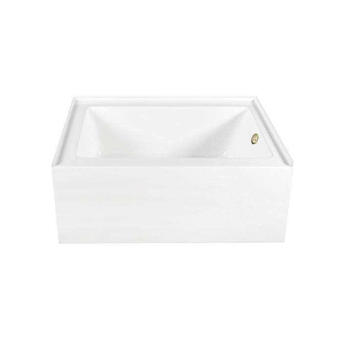 Aqua Eden CVTAP603222R7 60" Acrylic Rectangular 3-Wall Alcove Tub Combo with Waste and Overflow Drain (Right Hand Drain), Glossy White/Brushed Brass