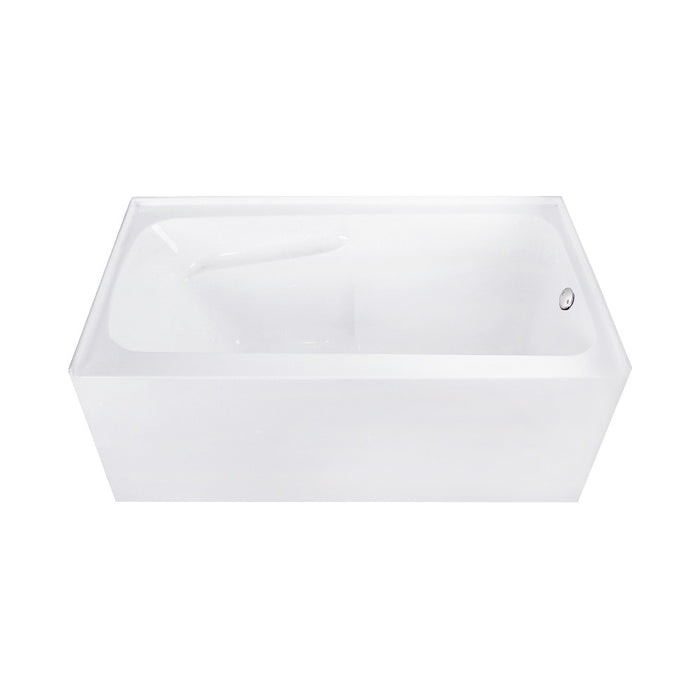 Aqua Eden CVTAP543023R8 54" Acrylic Rectangular 3-Wall Alcove Tub Combo with Armrests, Right Drain, Glossy White/Brushed Nickel