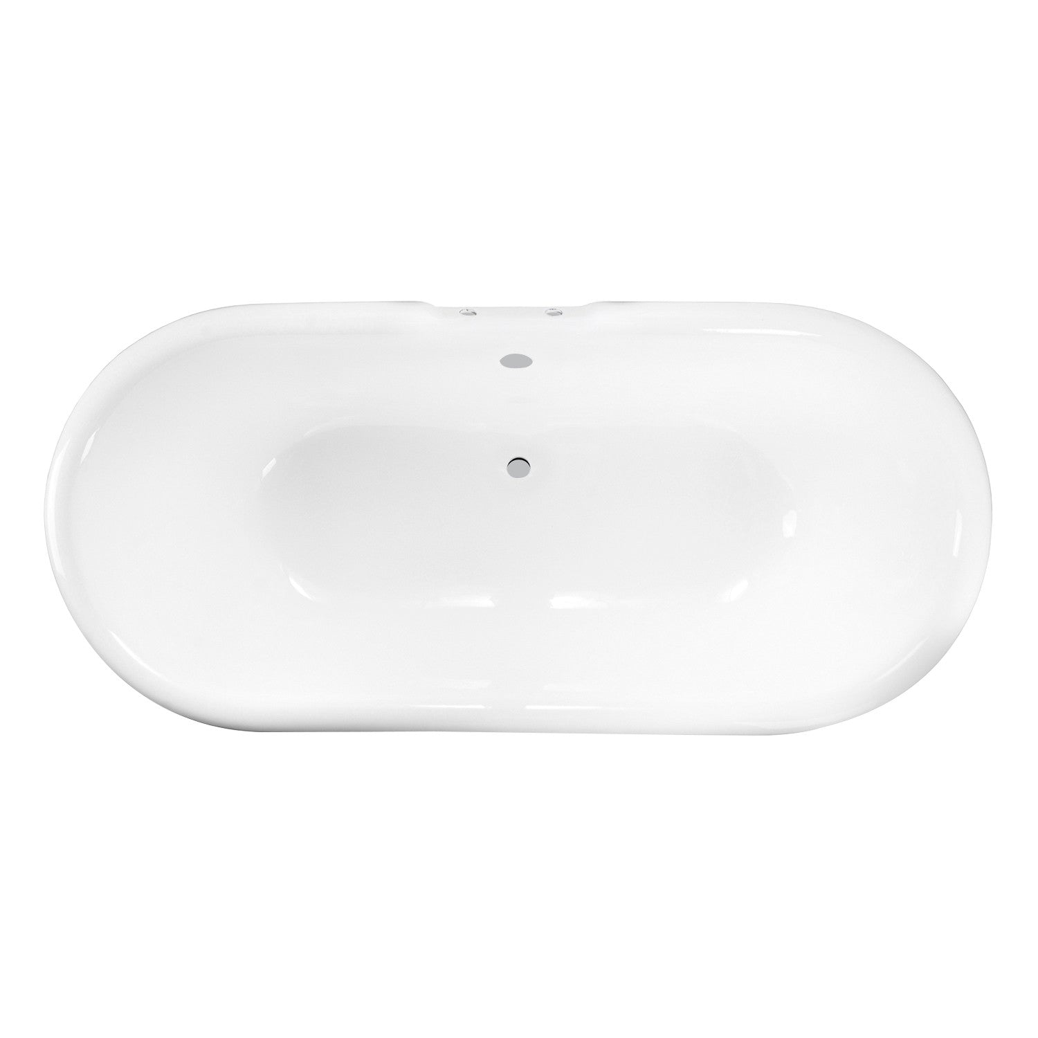 Aqua Eden VCT7D603017NB1 60" Cast Iron Oval Double Ended Clawfoot Tub (7" Faucet Drillings), White/Polished Chrome