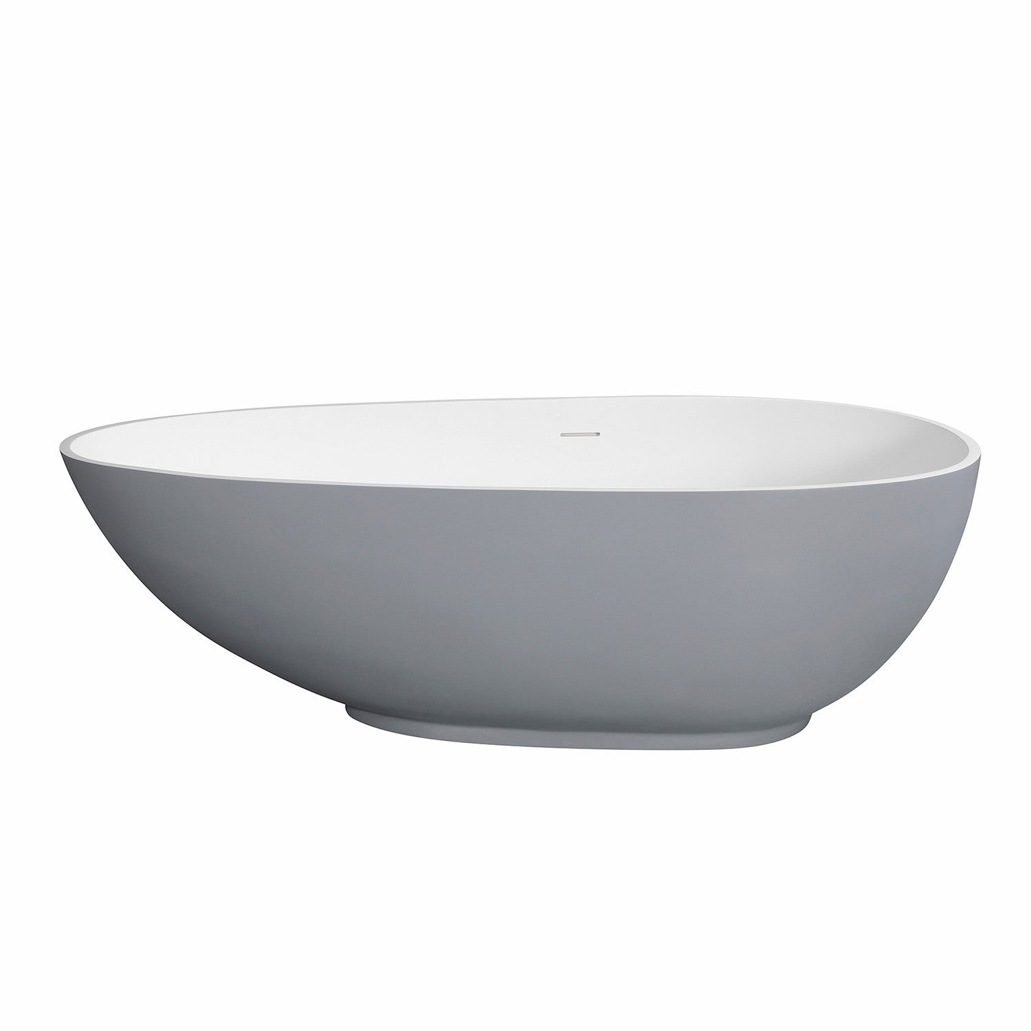 Kingston Brass VRTOV683321WG 67" Solid Surface Egg Shaped Double Ended Freestanding Tub with Drain, Glossy White/Matte Gray