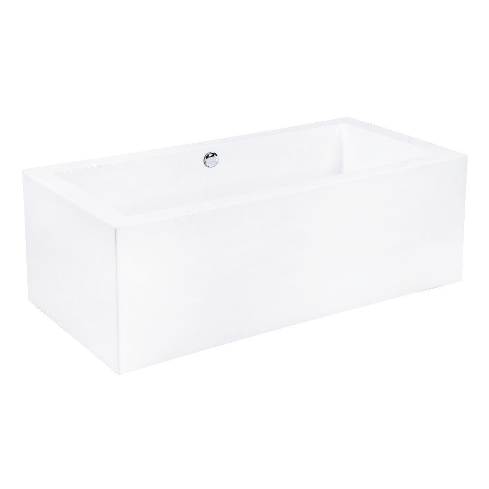 Kingston Brass VTDE673321 67" Acrylic Rectangular Double Ended Freestanding Tub with Drain, Glossy White