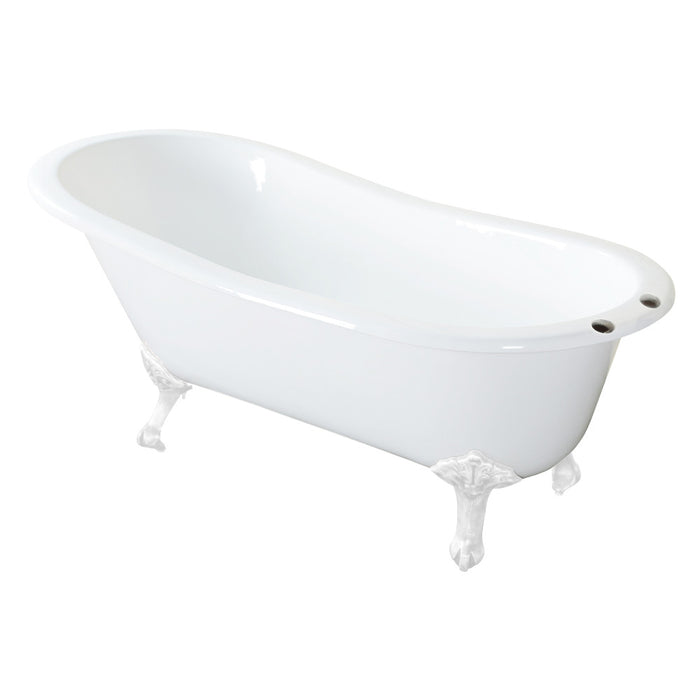 Aqua Eden VCT7D5731BW 57" Cast Iron Oval Single Slipper Clawfoot Tub (7" Faucet Drillings), White/White
