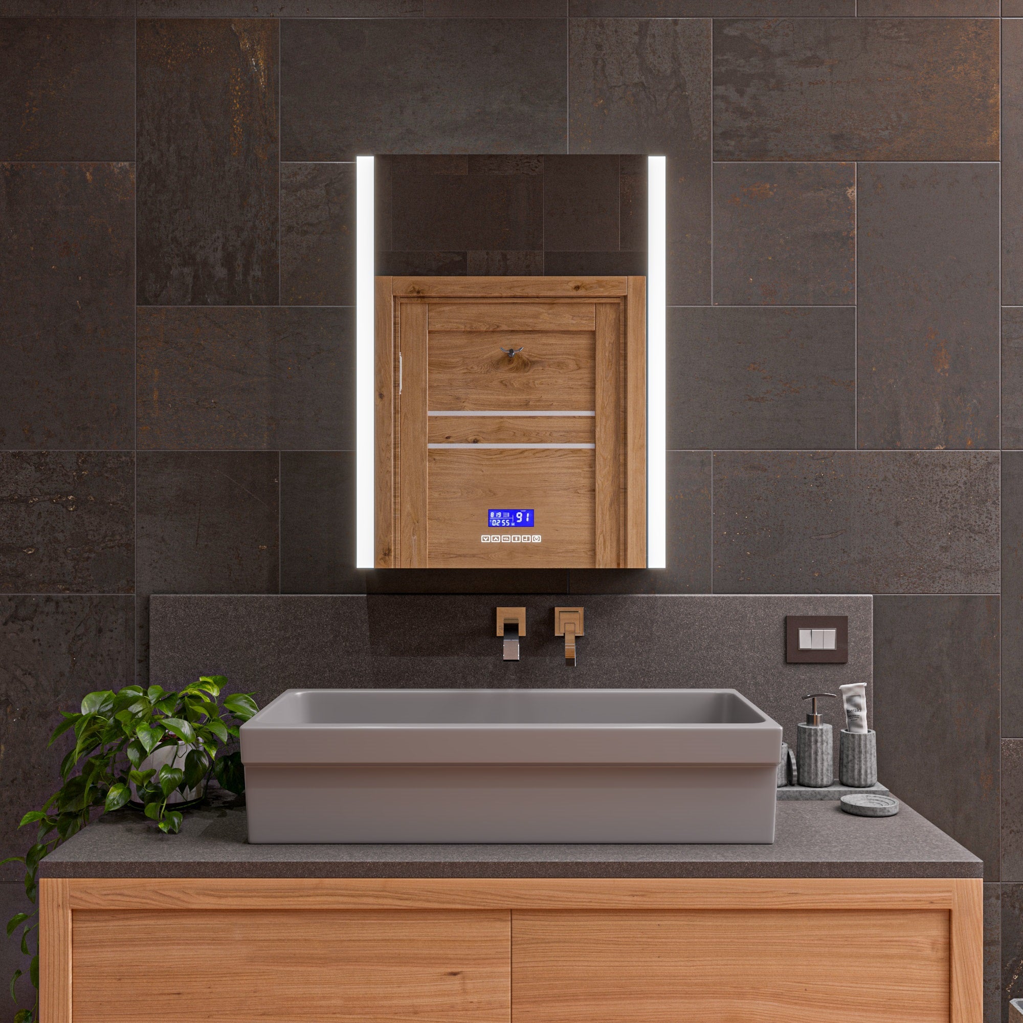ALFI AB36TRGM 36" Grey Matte Above Mount Fireclay Bathroom Trough Sink