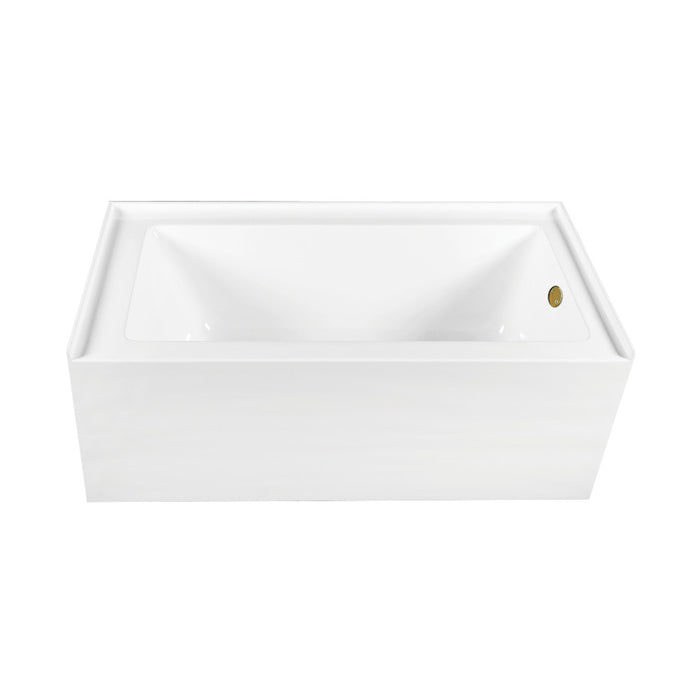 Aqua Eden CVTDE603122R7 60" Acrylic Rectangular 3-Wall Alcove Tub Combo with Waste and Overflow Drain (Right Hand Drain), Glossy White/Brushed Brass