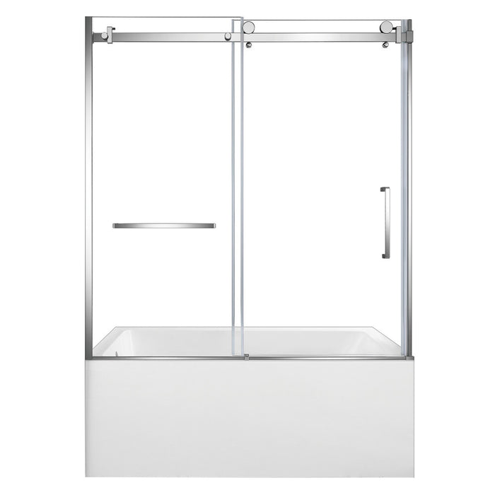 Kingston Brass KVTAP6032L22C1 60" Acrylic Rectangular 3-Wall Anti-Skid Alcove Tub Combo with Tub Door (Left Hand Drain), White/Polished Chrome