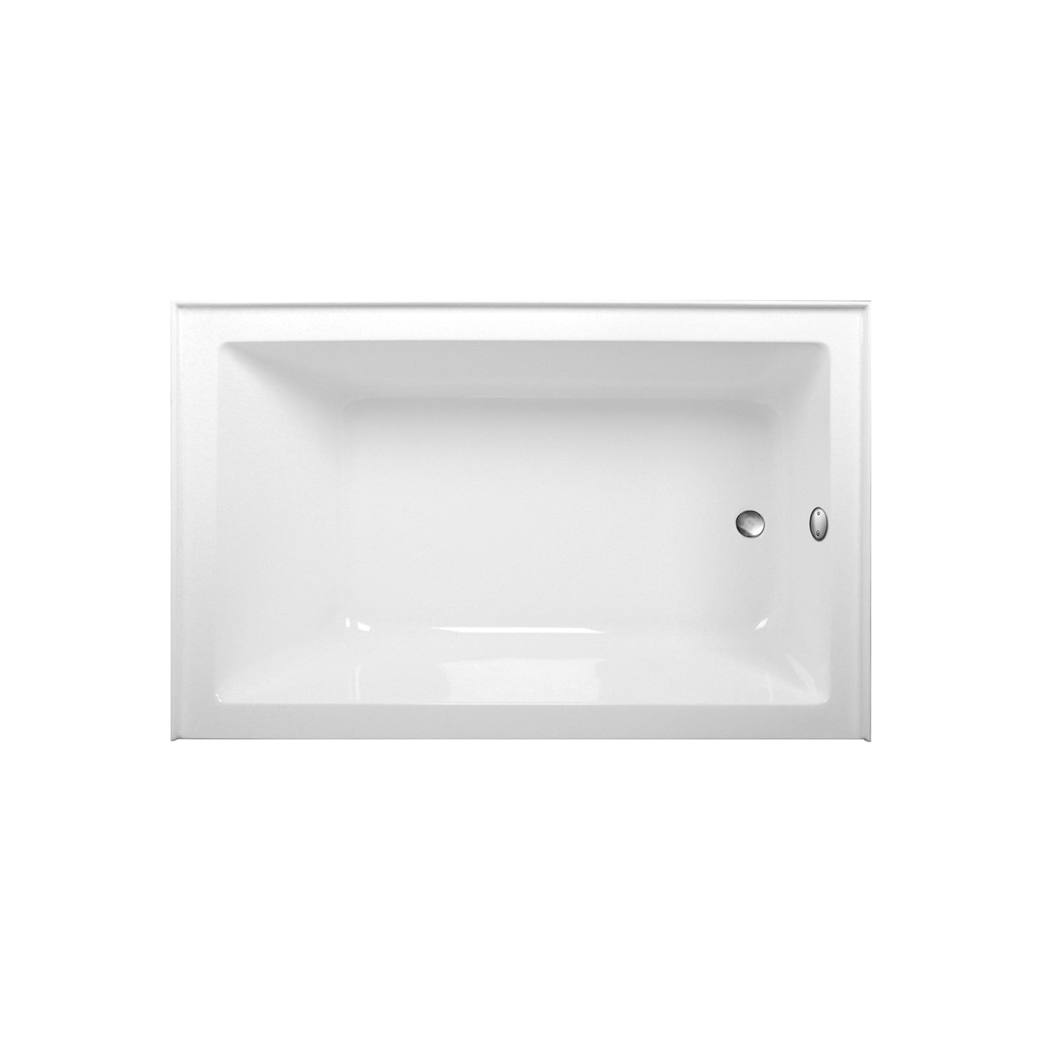 Aqua Eden CVTAP603622R8 60" Acrylic Rectangular 3-Wall Alcove Tub Combo with Waste and Overflow Drain (Right Hand Drain), Glossy White/Brushed Nickel
