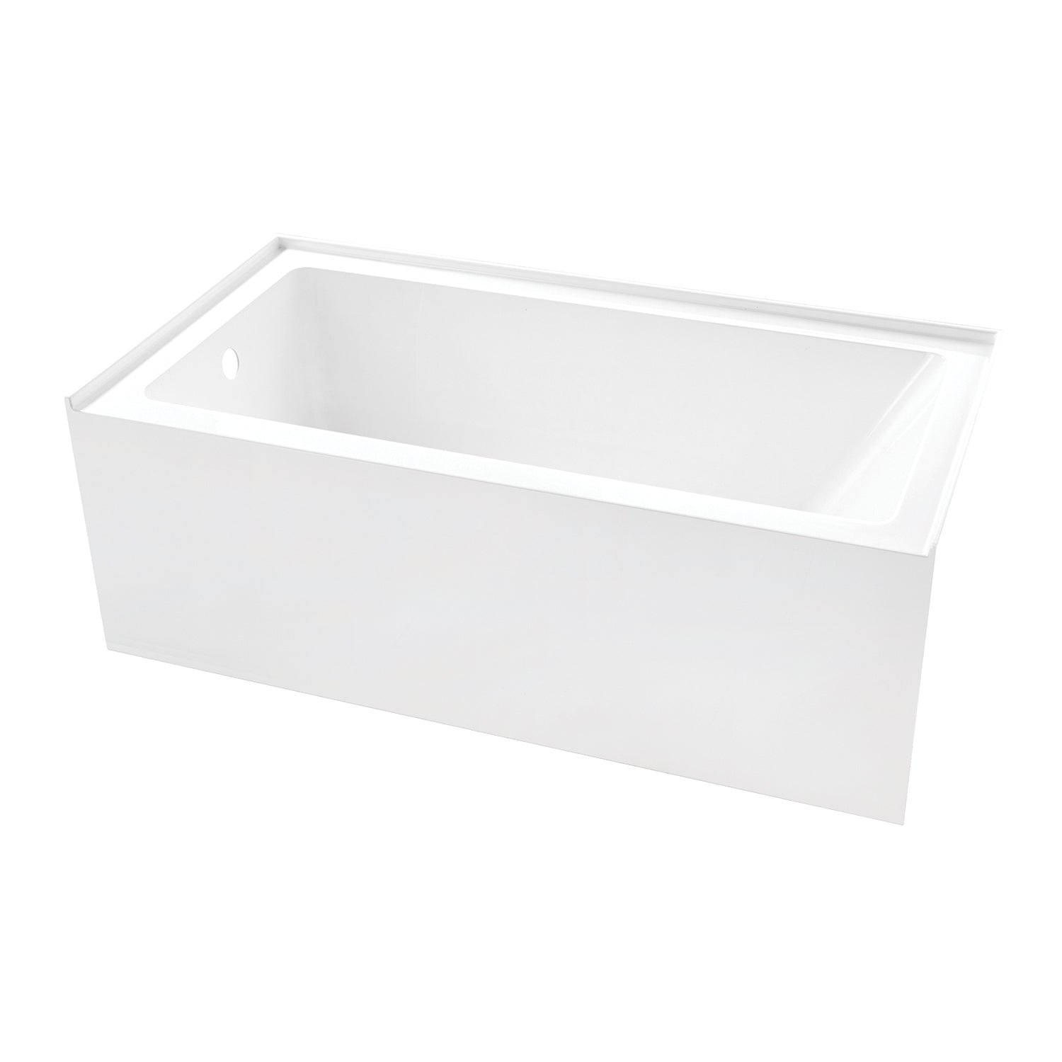 Aqua Eden VTAP6031L22T 60" Acrylic Rectangular 3-Wall Alcove Tub with Anti-Skid Surface, Left Hand Drain Hole, Glossy White