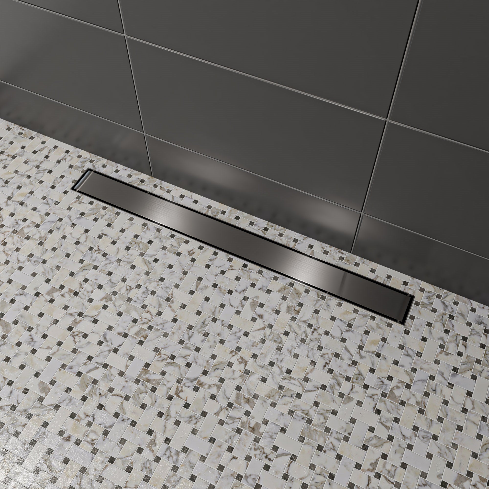 ALFI ABLD32B-BSS 32" Modern Brushed Stainless Steel Linear Shower Drain with Solid Cover