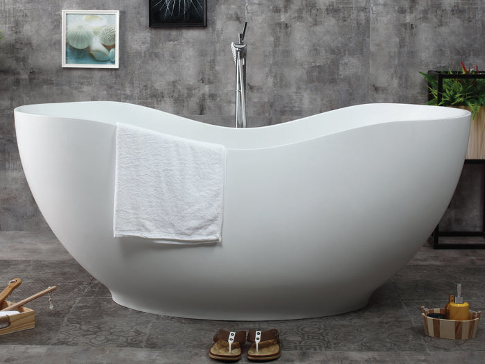 ALFI AB9949 66" White Solid Surface Smooth Resin Soaking Bathtub