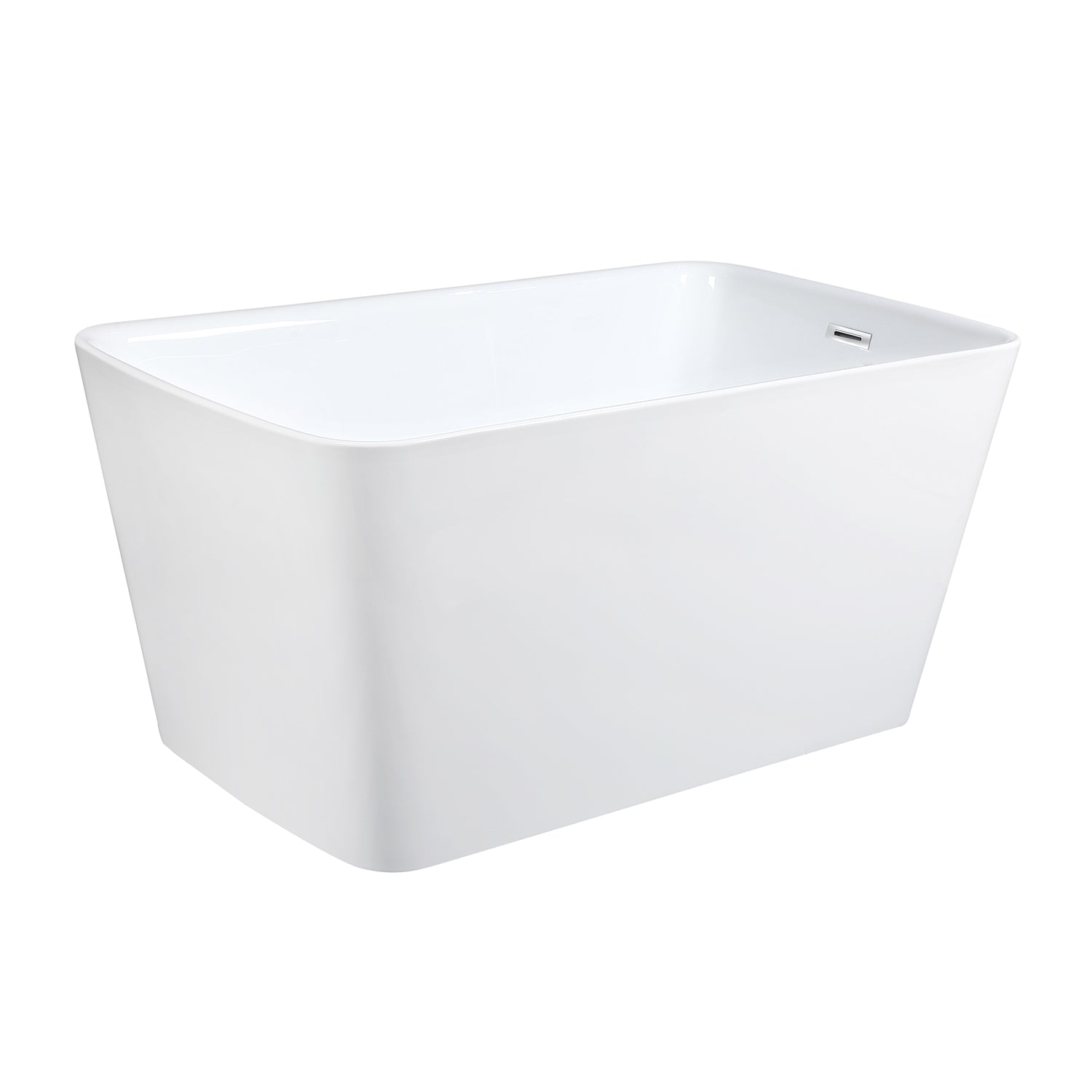 Kingston Brass VTSQ473026S 47" Acrylic Rectangular Double Ended Freestanding Tub with Drain and Integrated Seat, Glossy White