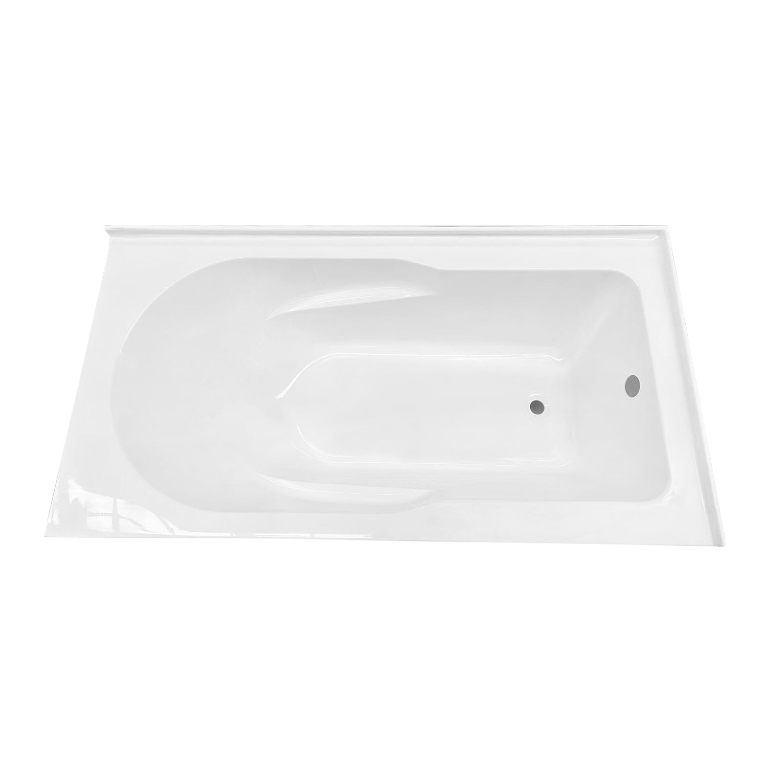 Aqua Eden VTAM6032R21TS 60" Acrylic Rectangular 2-Wall Corner Alcove Tub, Right Hand Drain, Glossy White