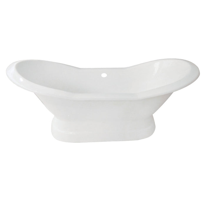Aqua Eden VCTND723130 72" Cast Iron Oval Double Slipper Pedestal Tub (No Faucet Drillings), White