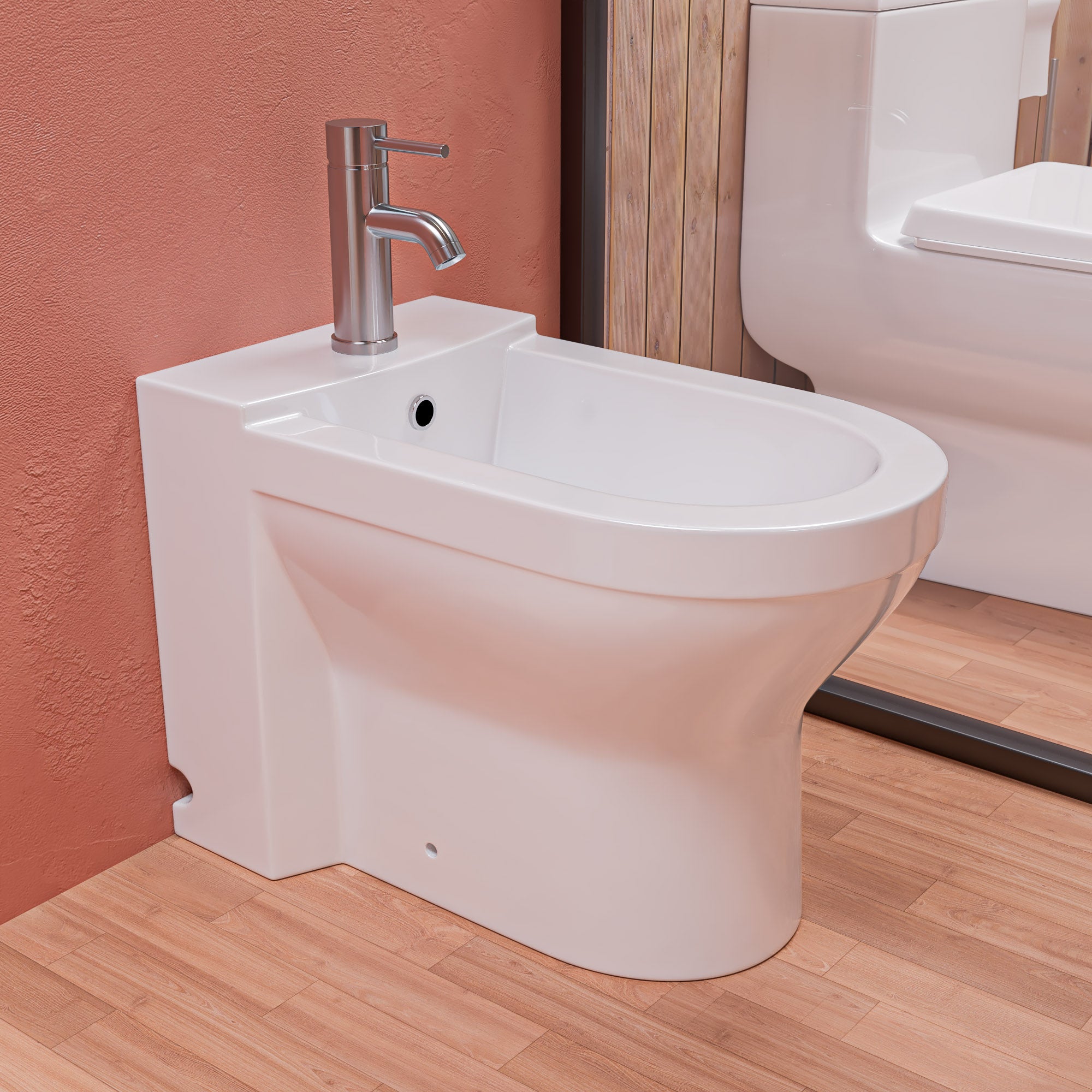 EAGO JA1010 White Ceramic Bathroom Bidet with Elongated Seat