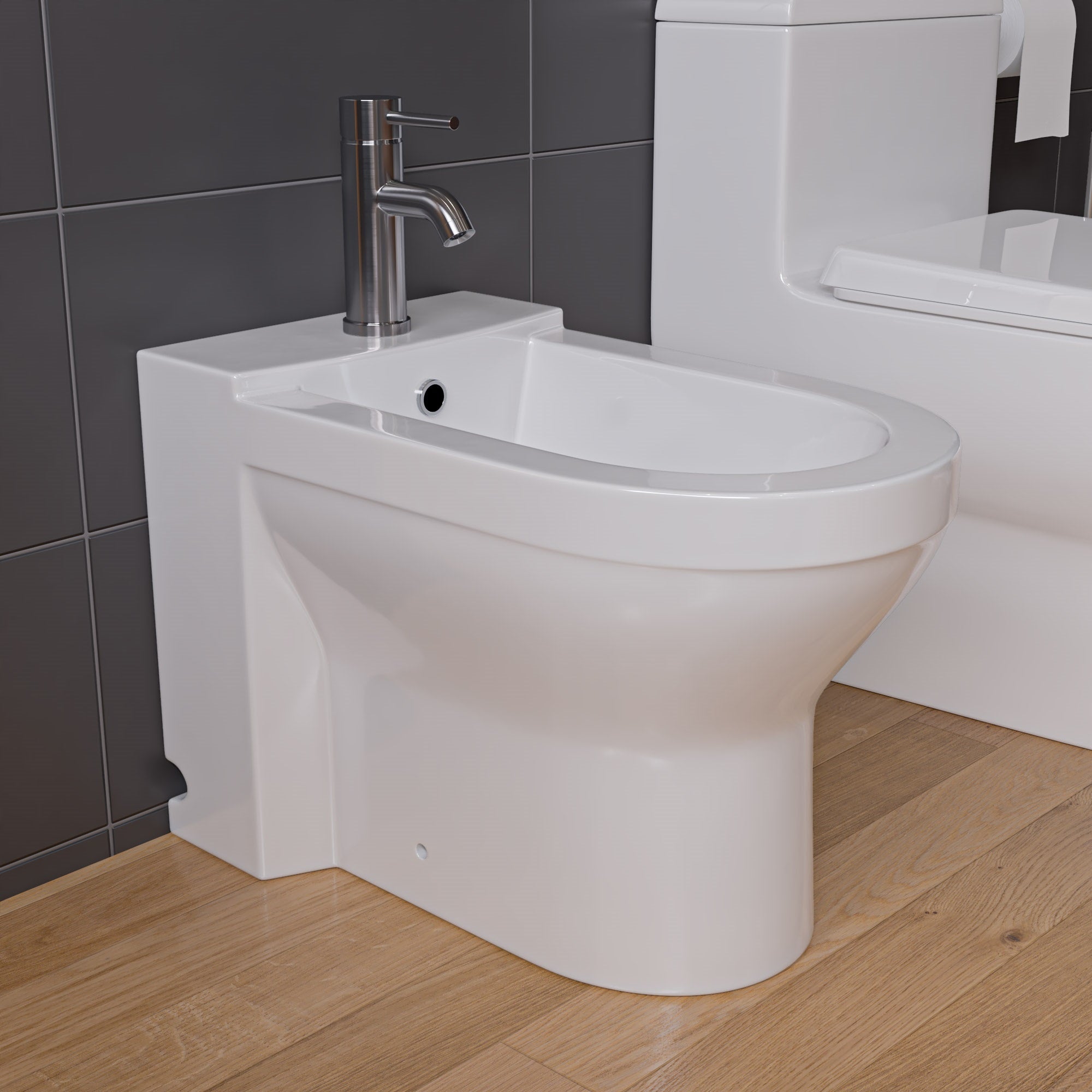 EAGO JA1010 White Ceramic Bathroom Bidet with Elongated Seat